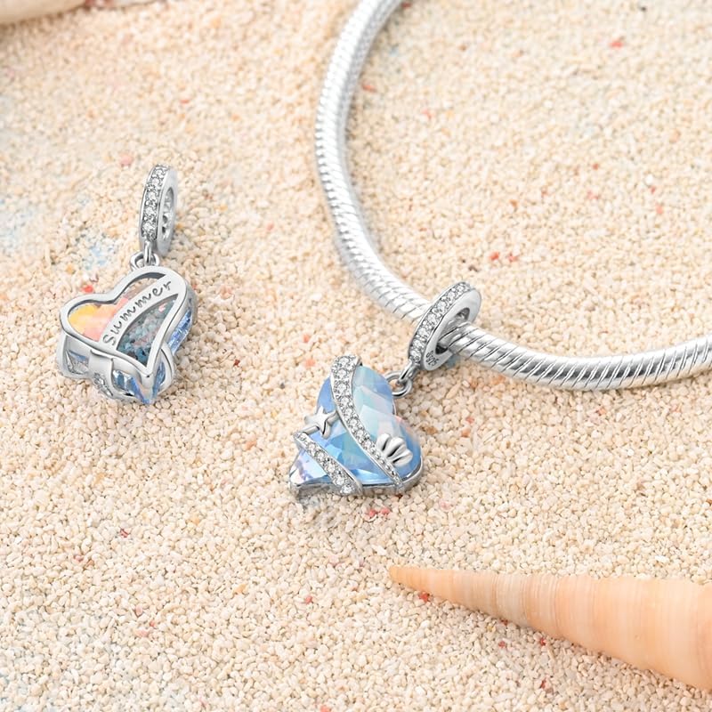 VALGACLS 925 Sterling Silver Family Love Mom Mouse Heart Charms for Bracelets Necklace Valentine's Day Mother's Day Jewelry Charm for Women - Image 1